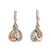 Image 3 : 14KT Two-Tone Gold 0.53ctw Diamond Earrings