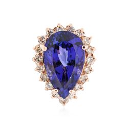 14KT Rose Gold 18.98ct GIA Cert Tanzanite and Diamond Ring