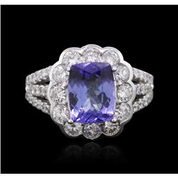 14KT White Gold 2.38ct Tanzanite and Diamond Ring