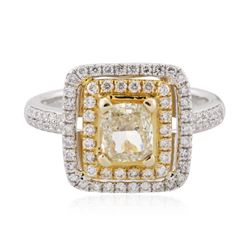 14KT White Gold 1.01ct SI1/Light Yellow Diamond Ring