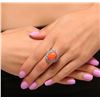 Image 1 : 14KT White Gold 8.76ct Red Coral and Diamond Ring