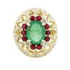 Image 3 : 14KT Yellow Gold 3.89ct Emerald, Ruby and Diamond Ring