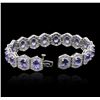 Image 7 : 14KT White Gold 12.60ctw Tanzanite and Diamond Bracelet