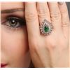 Image 1 : 14KT White Gold 2.08ct Tsavorite and Diamond Ring
