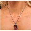 Image 1 : 14KT White Gold 28.42ct Quartz and Diamond Pendant With Chain