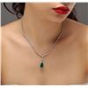 Image 2 : 18KT White Gold 5.44ct Emerald and Diamond Necklace