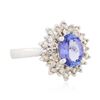 Image 2 : 14KT White Gold 1.29ct Tanzanite and Diamond Ring