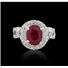 Image 1 : 14KT White Gold GIA Certified 3.84ct Ruby and Diamond Ring