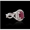 Image 2 : 14KT White Gold GIA Certified 3.84ct Ruby and Diamond Ring