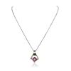 Image 3 : 14KT Two-Tone Gold 0.86ct Ruby, Sapphire and Diamond Pendant With Chain