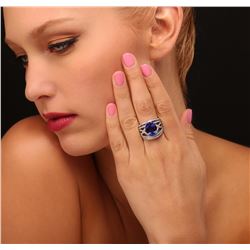 14KT White Gold 5.56ct Tanzanite and Diamond Ring