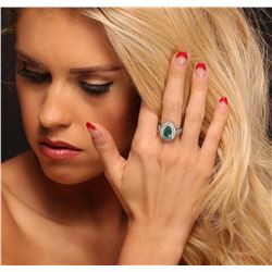 14KT White Gold 2.12ct Emerald and Diamond Ring