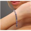 Image 2 : 14KT White Gold 9.46ctw Tanzanite and Diamond Bracelet