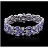 Image 3 : 14KT White Gold 30.24ctw Tanzanite and Diamond Bracelet