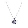 Image 3 : 14KT White Gold 21.53ctw Sapphire and Diamond Pendant With Chain