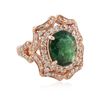 Image 4 : 14KT Rose Gold 2.49ct Emerald and Diamond Ring