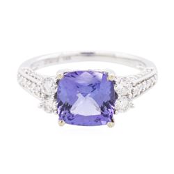 14KT White Gold 3.02ct Tanzanite and Diamond Ring