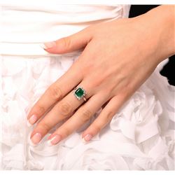 14KT White Gold 2.60ct Emerald and Diamond Ring