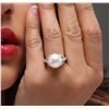 Image 2 : 14KT White Gold Pearl and Diamond Ring