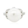 Image 3 : 14KT White Gold Pearl and Diamond Ring