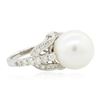 Image 4 : 14KT White Gold Pearl and Diamond Ring