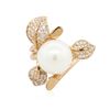 Image 3 : 14KT Rose Gold 0.62ctw Diamond and Pearl Ring