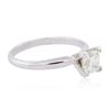 Image 2 : 14KT White Gold 0.87ct Princess Cut Diamond Solitaire Ring