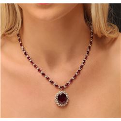 14KT Yellow Gold 44.70ctw Ruby and Diamond Necklace