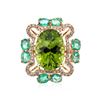 Image 3 : 18KT Rose Gold 7.40ct Peridot, Emerald and Diamond Ring