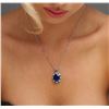 Image 2 : 14KT White Gold 14.44ctw Sapphire and Diamond Pendant With Chain