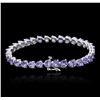 Image 4 : 14KT White Gold 11.20ctw Tanzanite and Diamond Bracelet