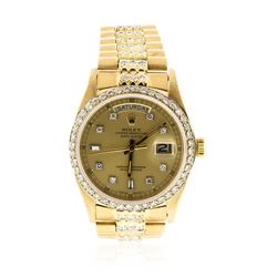 Gents Rolex 18KT Gold 4.40ctw Diamond Super President Style Wristwatch