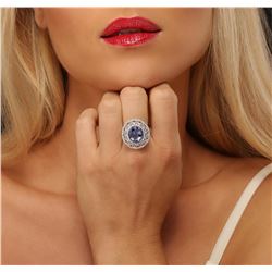 14KT White Gold 4.02ct Tanzanite and Diamond Ring