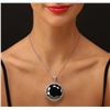 Image 1 : 14KT White Gold 127.94ct Black and White Diamond Pendant With Chain