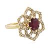 Image 4 : 14KT Yellow Gold 3.11ct Ruby and Diamond Ring