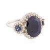 Image 4 : 14KT White Gold 5.04ctw Sapphire and Diamond Ring