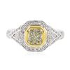 Image 3 : 18KT Two-Tone Gold 1.23ctw Fancy Light Yellow Diamond Ring