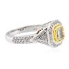 Image 4 : 18KT Two-Tone Gold 1.23ctw Fancy Light Yellow Diamond Ring