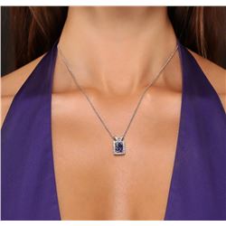 14KT White Gold 1.63ct Tanzanite and Diamond Pendant With Chain