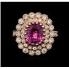 Image 3 : 14KT Rose Gold 2.87ct Pink Sapphire and Diamond Ring