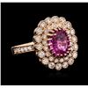 Image 4 : 14KT Rose Gold 2.87ct Pink Sapphire and Diamond Ring