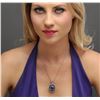Image 2 : 14KT White Gold 9.75ct Tanzanite and Diamond Pendant With Chain