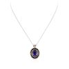 Image 3 : 14KT White Gold 9.75ct Tanzanite and Diamond Pendant With Chain