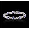 Image 3 : 14KT White Gold 5.72ctw Sapphire and Diamond Bracelet