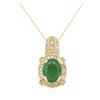Image 4 : 14KT Yellow Gold 2.28ct Emerald and Diamond Pendant With Chain