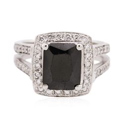 14KT White Gold 3.00ct Black Onyx and Diamond Ring