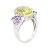 Image 7 : 10KT White Gold 6.00ct Lemon Quartz and Tanzanite Ring