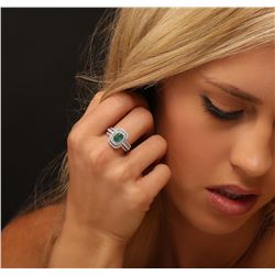 18KT White Gold 1.01ct Emerald and Diamond Ring
