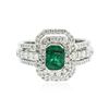 Image 3 : 18KT White Gold 1.01ct Emerald and Diamond Ring