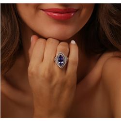 14KT Rose Gold 2.87ct Tanzanite and Diamond Ring